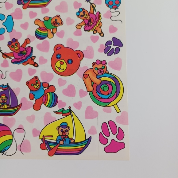 Vintage Lisa Frank Sticker Sheet S124 Bears -Boats -Ballet -HTF Rare 80s -Unused - Picture 5 of 12